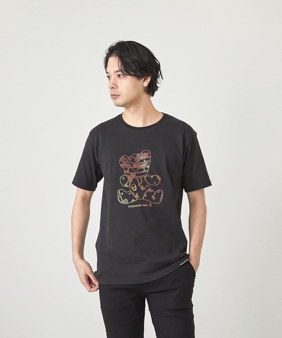 【Hollywood Rich. &】(ハリウッドリッチ) 206109 パンクベアーレインボープリント半袖Tシャツ