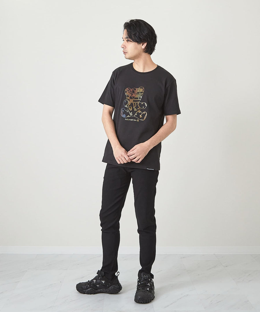 【Hollywood Rich. &】(ハリウッドリッチ) 206109 パンクベアーレインボープリント半袖Tシャツ
