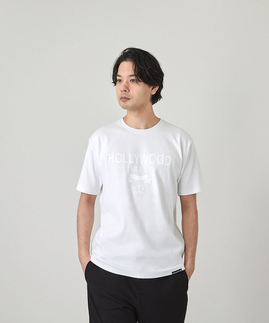 【Hollywood Rich. &】(ハリウッドリッチ) 203309 ワントーンエンブレムロゴ半袖Tシャツ