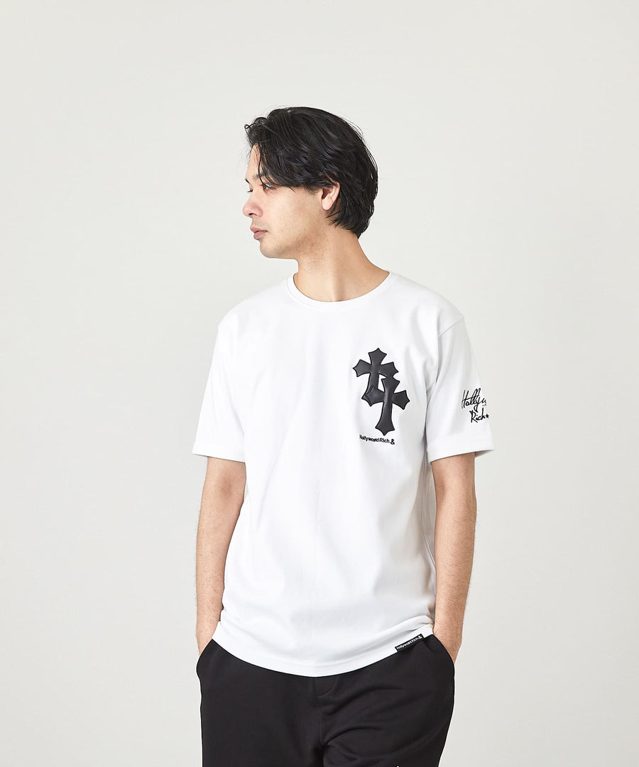 【Hollywood Rich. &】(ハリウッドリッチ) 203300 クロスアップリケ半袖Tシャツ