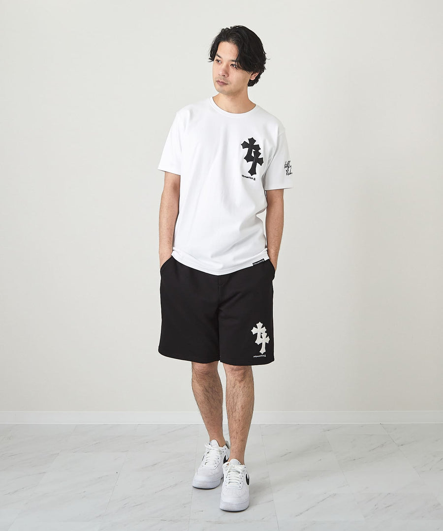 【Hollywood Rich. &】(ハリウッドリッチ) 203300 クロスアップリケ半袖Tシャツ