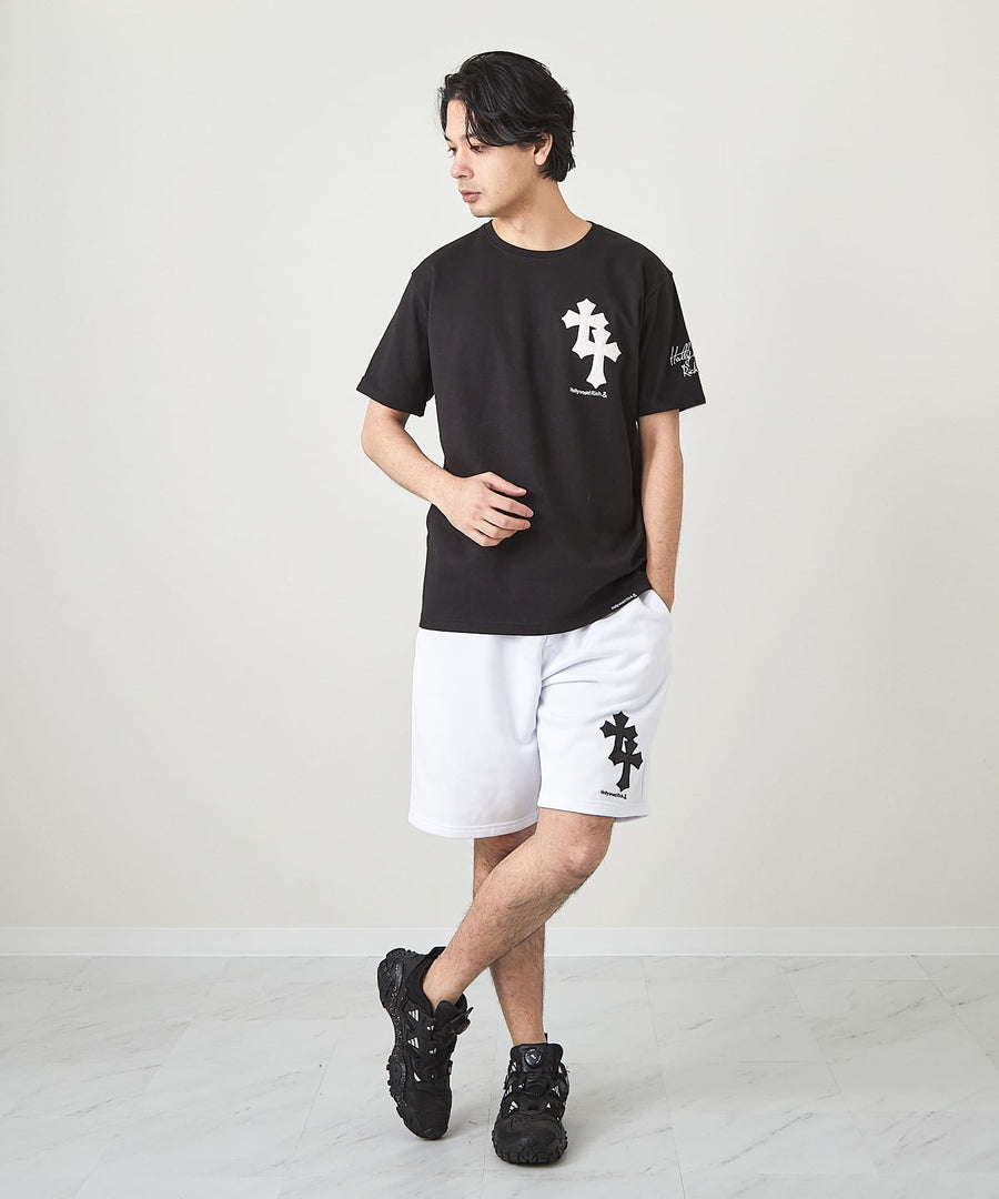 【Hollywood Rich. &】(ハリウッドリッチ) 203300 クロスアップリケ半袖Tシャツ
