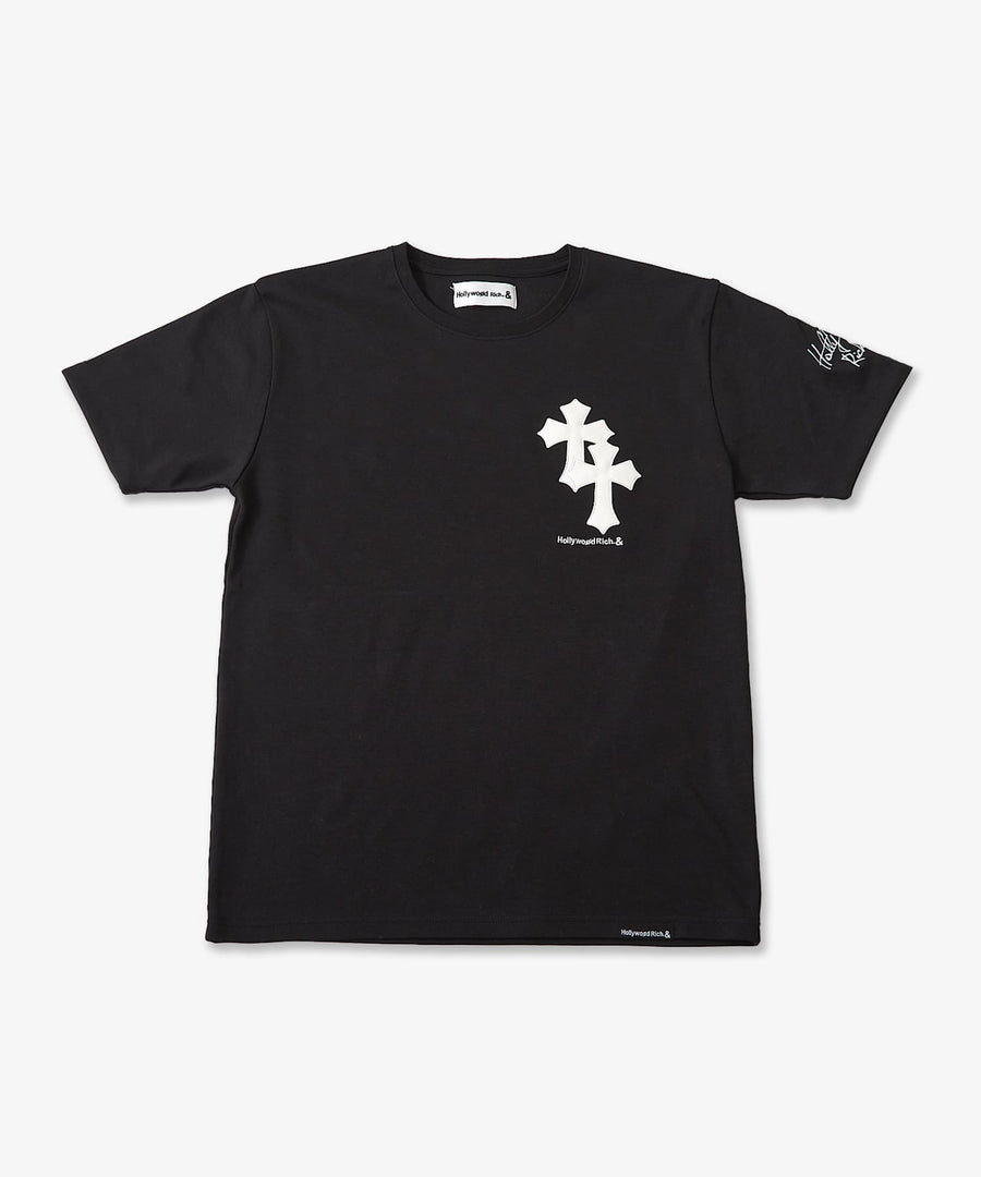 【Hollywood Rich. &】(ハリウッドリッチ) 203300 クロスアップリケ半袖Tシャツ
