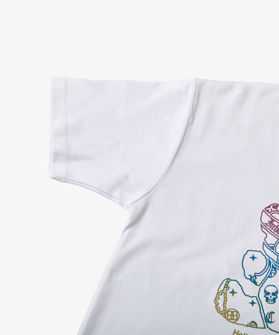 【Hollywood Rich. &】(ハリウッドリッチ) 206109 パンクベアーレインボープリント半袖Tシャツ