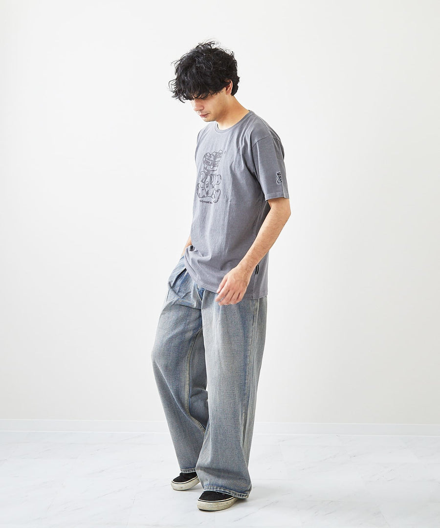 【Hollywood Rich. &】(ハリウッドリッチ) 203340 ピグメント染めパンクベア半袖Tシャツ