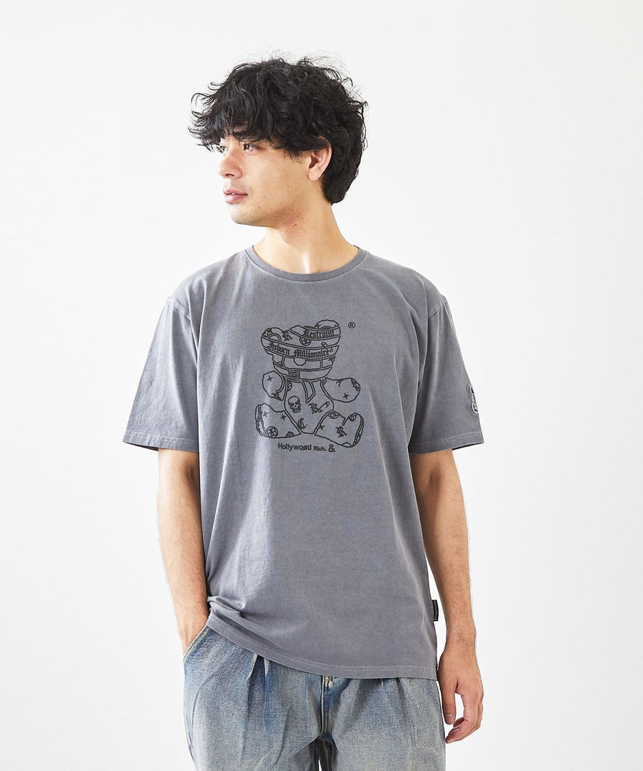 【Hollywood Rich. &】(ハリウッドリッチ) 203340 ピグメント染めパンクベア半袖Tシャツ