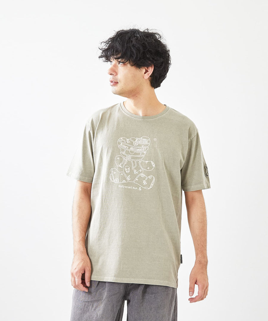 【Hollywood Rich. &】(ハリウッドリッチ) 203340 ピグメント染めパンクベア半袖Tシャツ