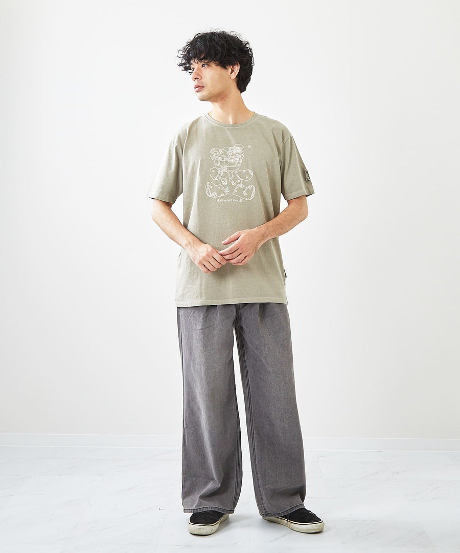 【Hollywood Rich. &】(ハリウッドリッチ) 203340 ピグメント染めパンクベア半袖Tシャツ