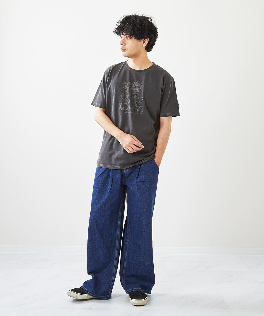 【Hollywood Rich. &】(ハリウッドリッチ) 203340 ピグメント染めパンクベア半袖Tシャツ