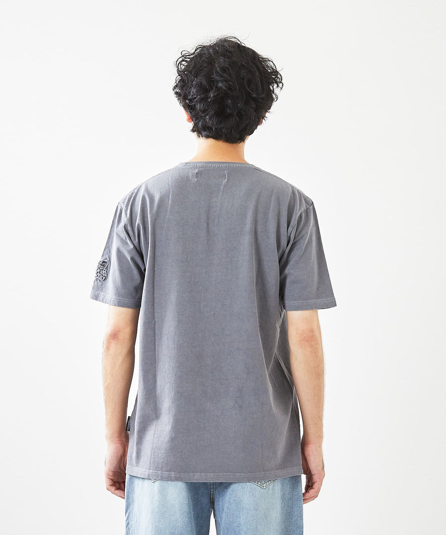 【Hollywood Rich. &】(ハリウッドリッチ) 203341 ピグメント染めロゴ刺繍半袖Tシャツ