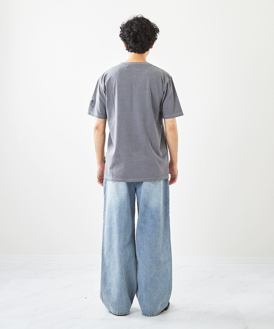 【Hollywood Rich. &】(ハリウッドリッチ) 203341 ピグメント染めロゴ刺繍半袖Tシャツ