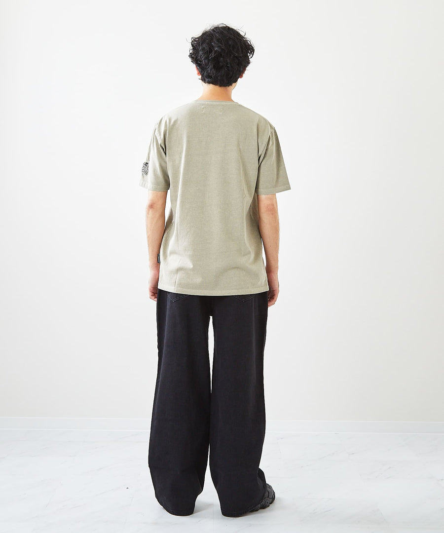 【Hollywood Rich. &】(ハリウッドリッチ) 203341 ピグメント染めロゴ刺繍半袖Tシャツ