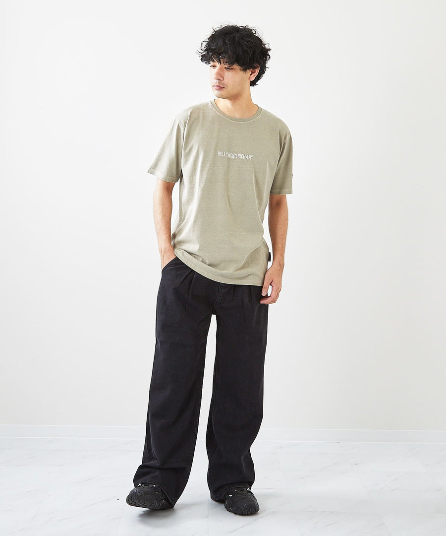 【Hollywood Rich. &】(ハリウッドリッチ) 203341 ピグメント染めロゴ刺繍半袖Tシャツ