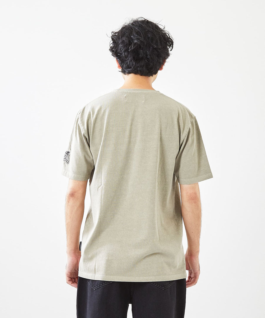 【Hollywood Rich. &】(ハリウッドリッチ) 203341 ピグメント染めロゴ刺繍半袖Tシャツ
