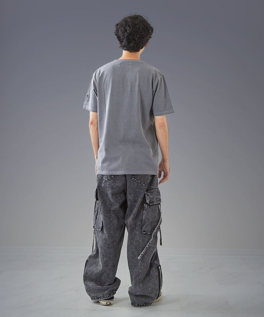 Time-Stained Over-Dye Denim Pants — Wide Parachute / GRAND YELLS / 304201