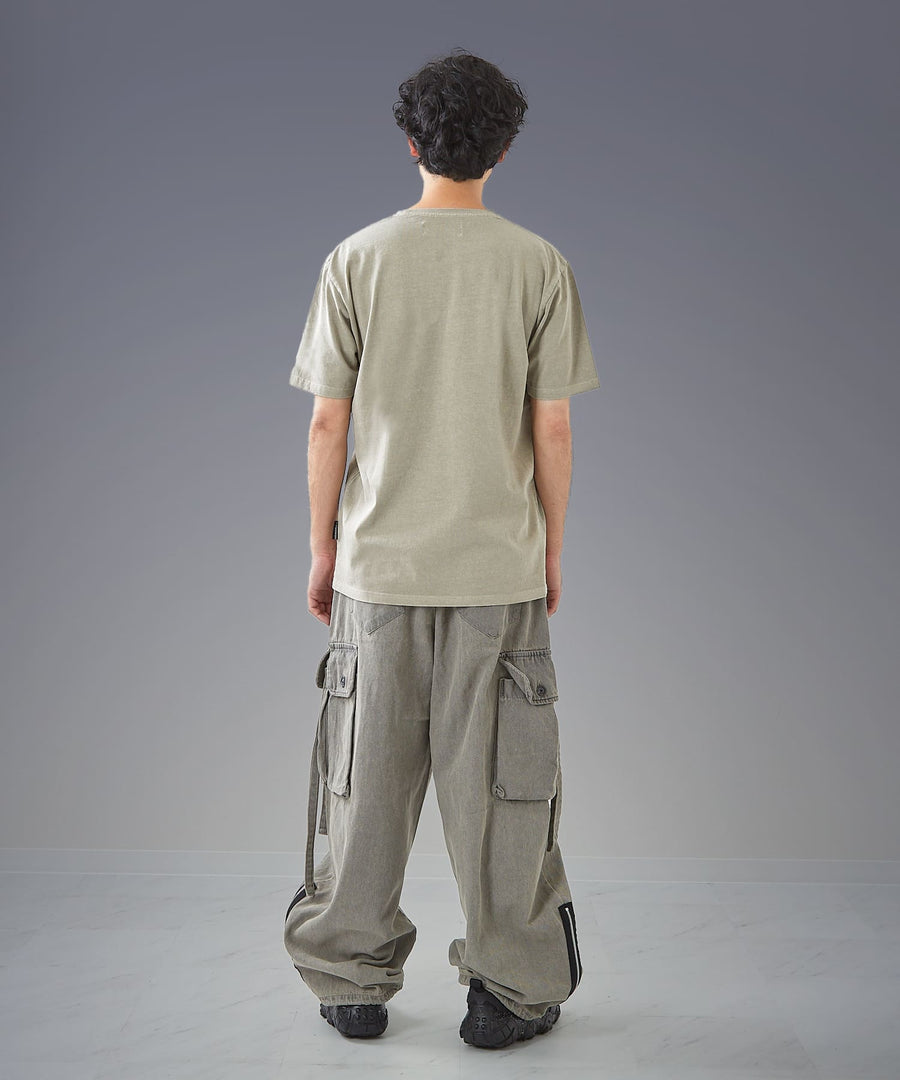 Time-Stained Over-Dye Denim Pants — Wide Parachute / GRAND YELLS / 304201