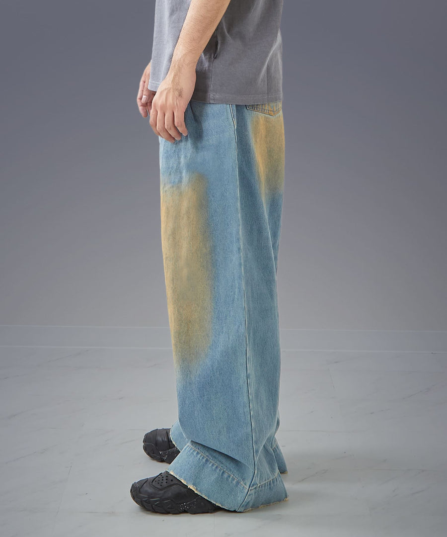 Wide Buggy Denim Pants — Vintage Mud Fade / GRAND YELLS / 304204