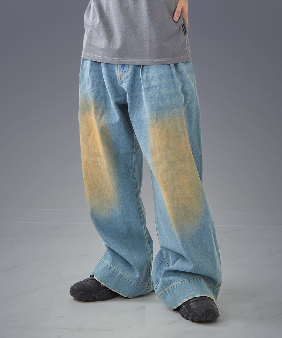 Wide Buggy Denim Pants — Vintage Mud Fade / GRAND YELLS / 304204