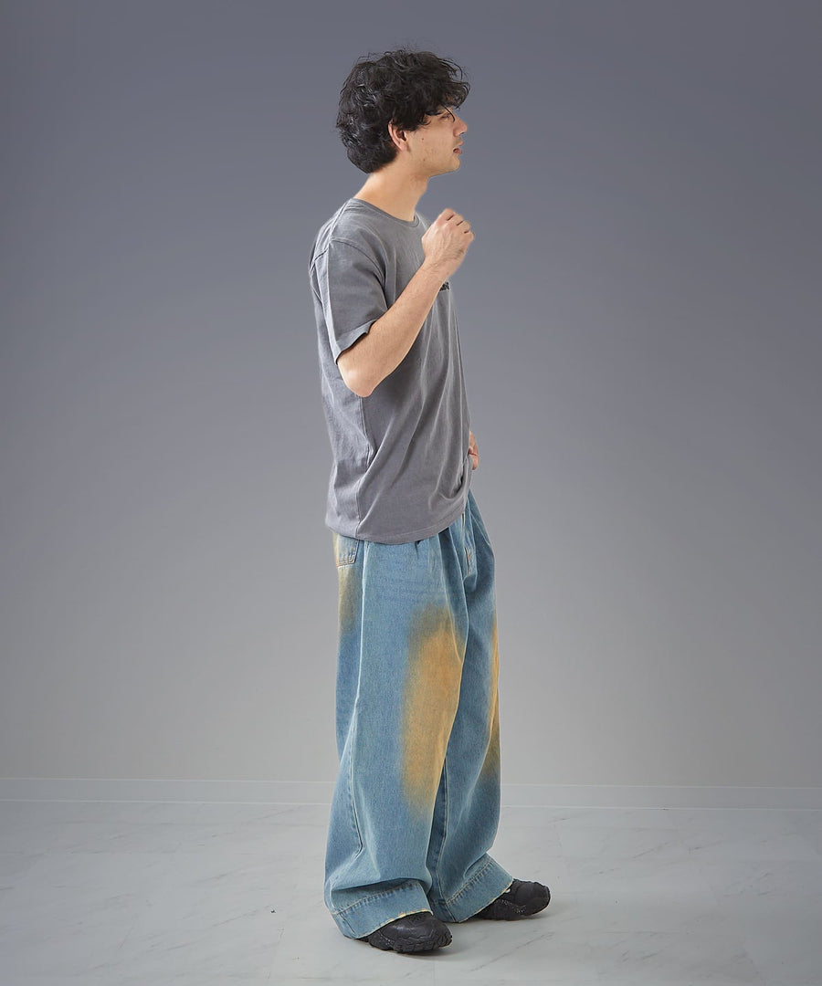 Wide Buggy Denim Pants — Vintage Mud Fade / GRAND YELLS / 304204