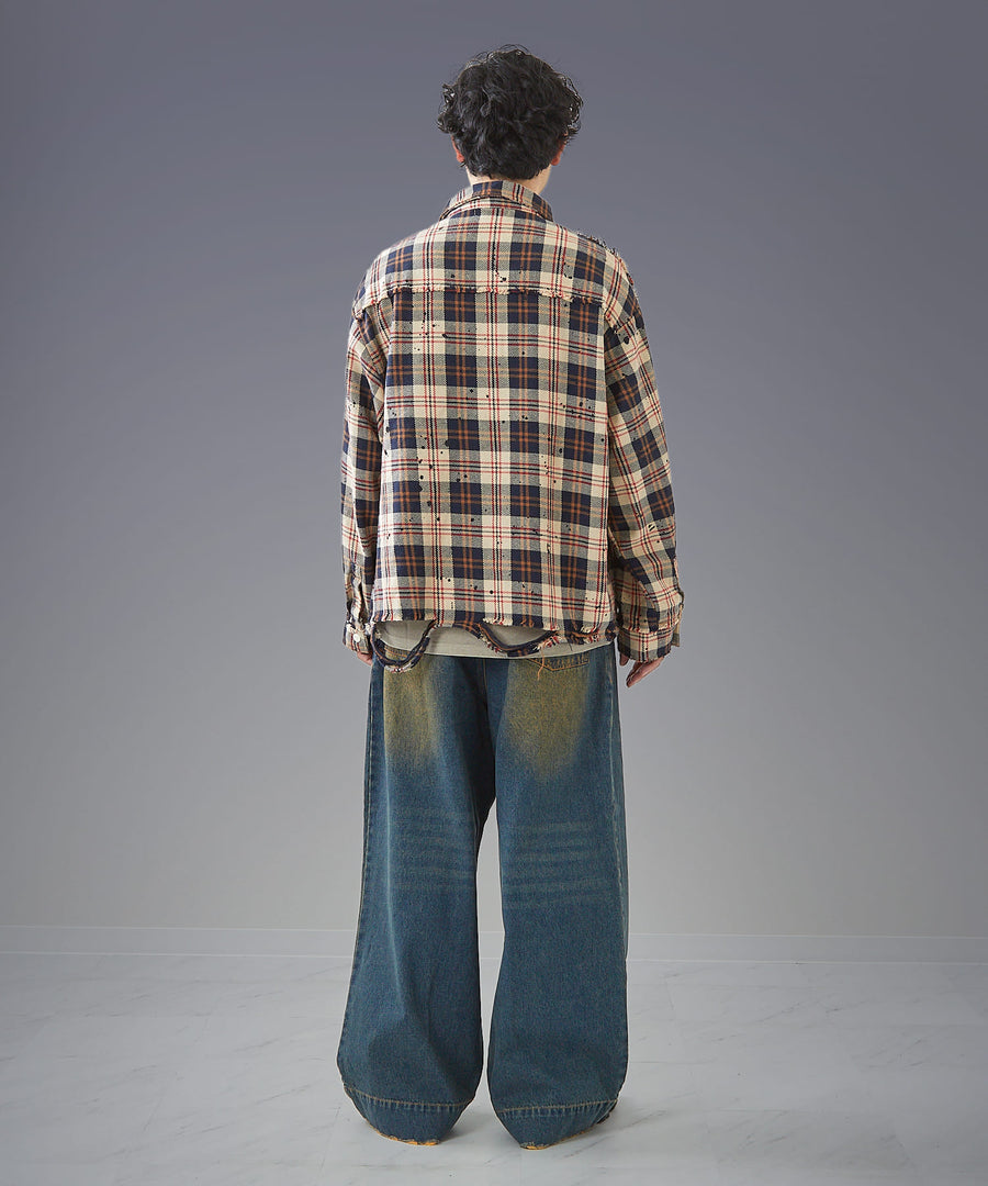 Wide Buggy Denim Pants — Vintage Mud Fade / GRAND YELLS / 304204