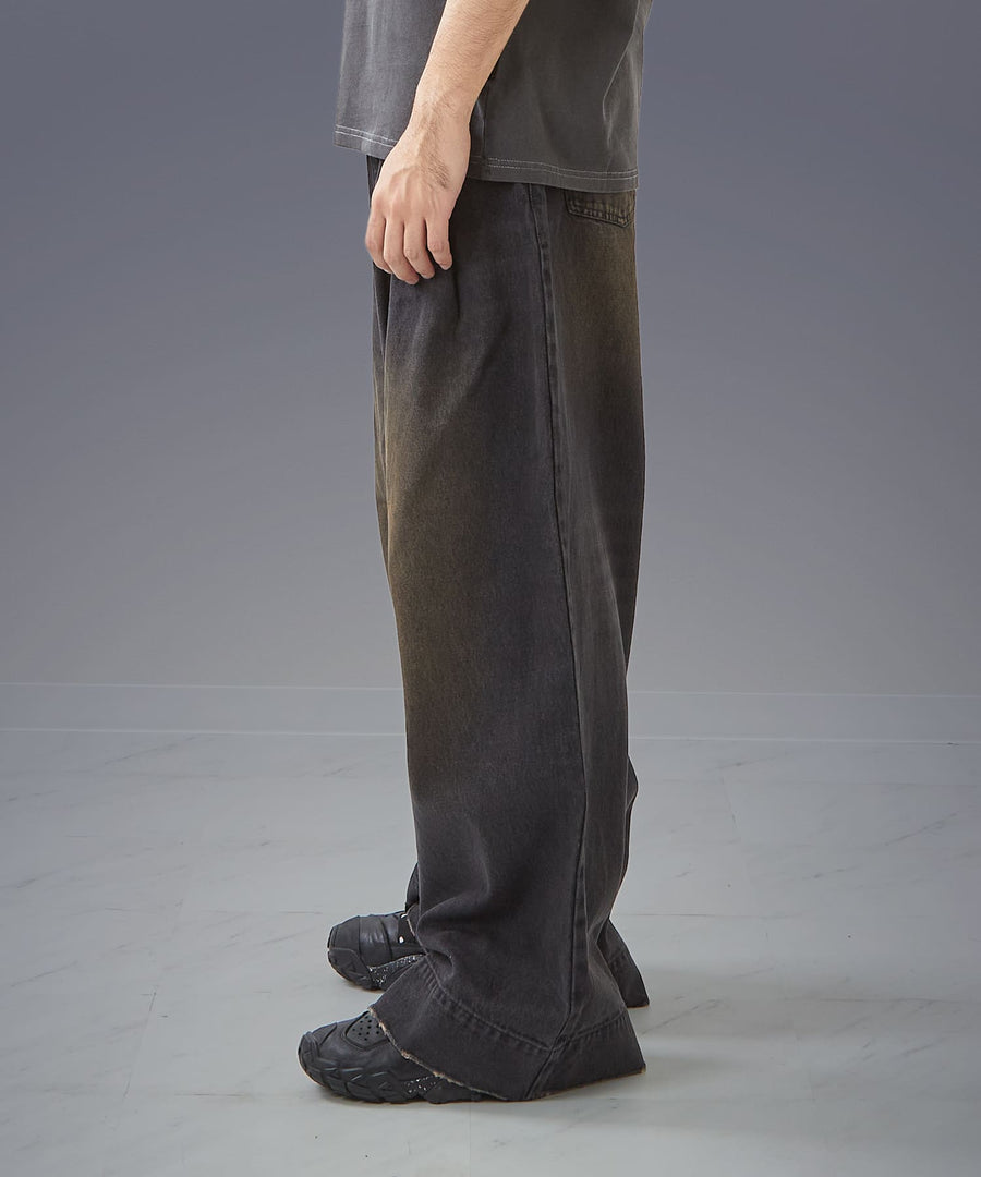 Wide Buggy Denim Pants — Vintage Mud Fade / GRAND YELLS / 304204