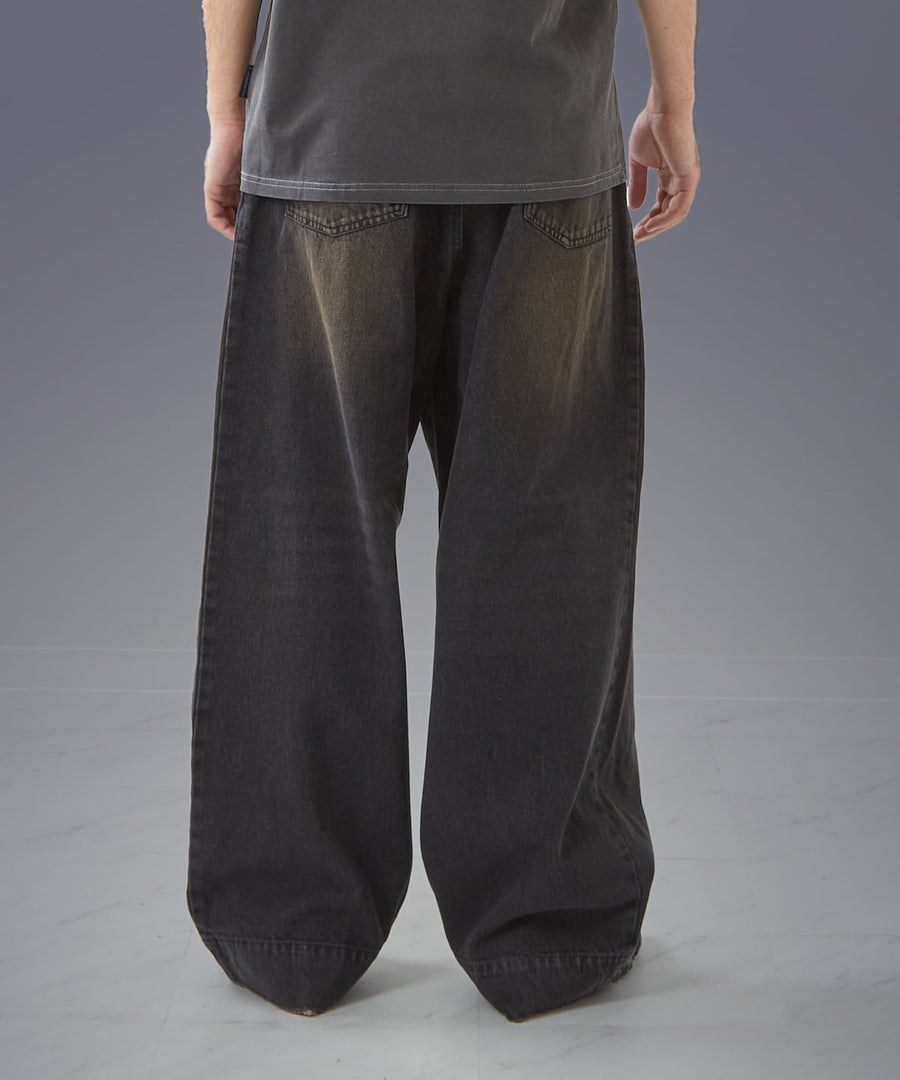 Wide Buggy Denim Pants — Vintage Mud Fade / GRAND YELLS / 304204