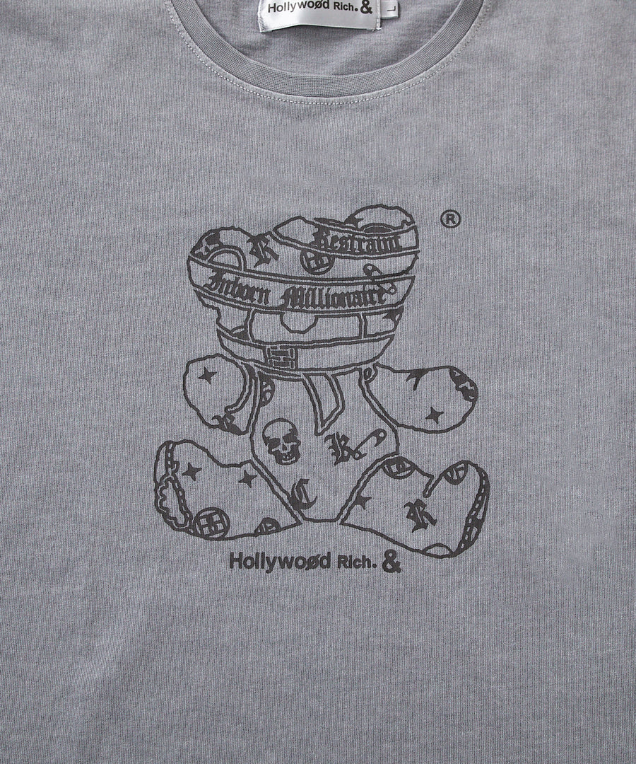 【Hollywood Rich. &】(ハリウッドリッチ) 203340 ピグメント染めパンクベア半袖Tシャツ