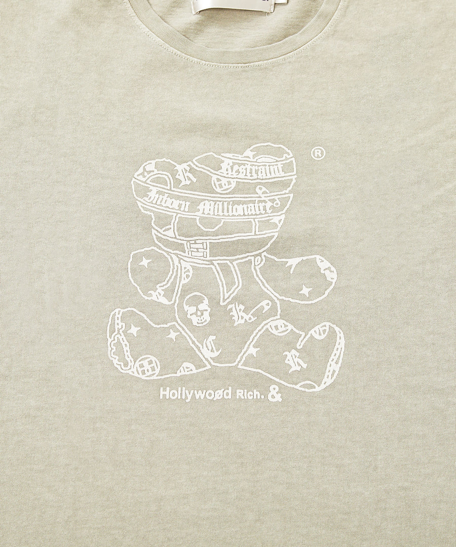 【Hollywood Rich. &】(ハリウッドリッチ) 203340 ピグメント染めパンクベア半袖Tシャツ