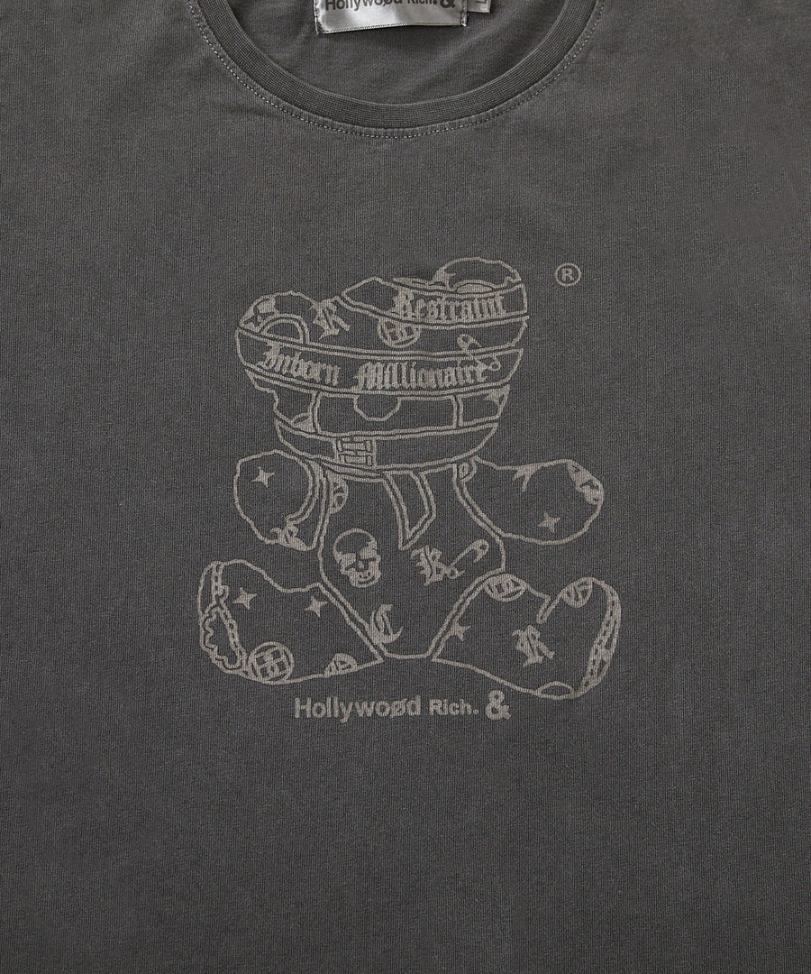 【Hollywood Rich. &】(ハリウッドリッチ) 203340 ピグメント染めパンクベア半袖Tシャツ
