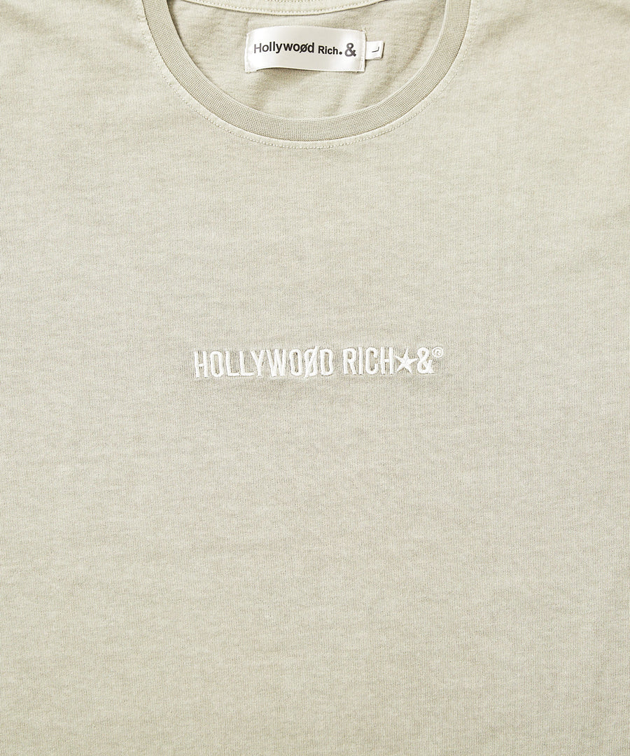 【Hollywood Rich. &】(ハリウッドリッチ) 203341 ピグメント染めロゴ刺繍半袖Tシャツ