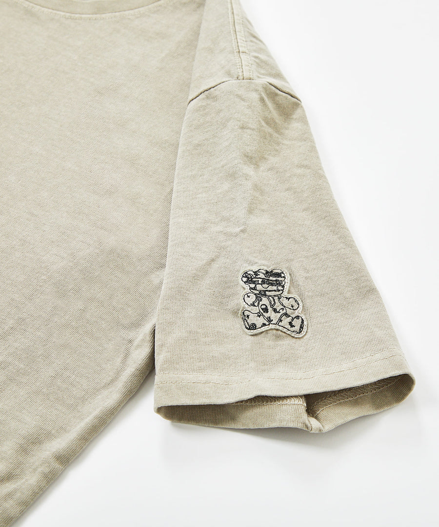 【Hollywood Rich. &】(ハリウッドリッチ) 203341 ピグメント染めロゴ刺繍半袖Tシャツ