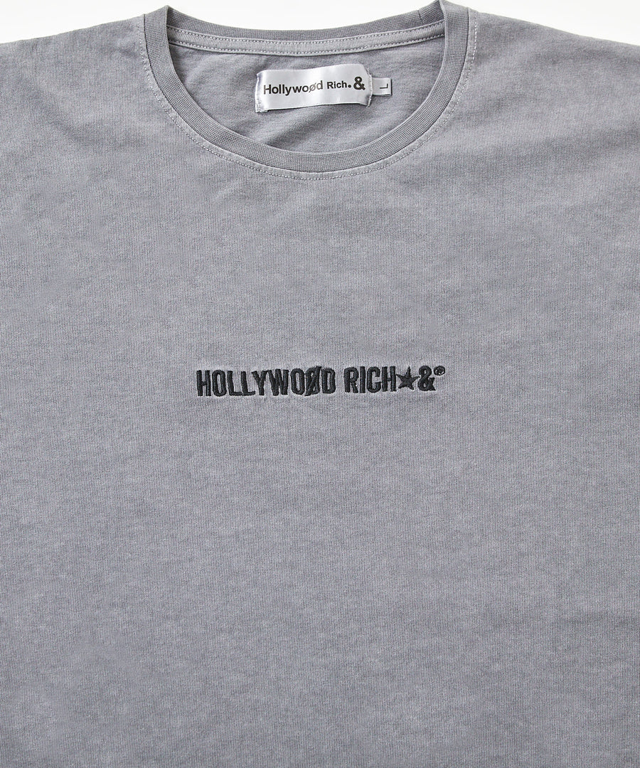 【Hollywood Rich. &】(ハリウッドリッチ) 203341 ピグメント染めロゴ刺繍半袖Tシャツ