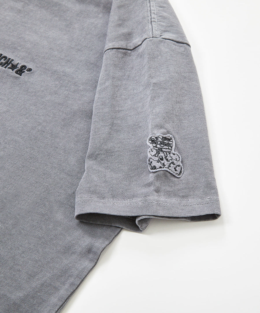 【Hollywood Rich. &】(ハリウッドリッチ) 203341 ピグメント染めロゴ刺繍半袖Tシャツ