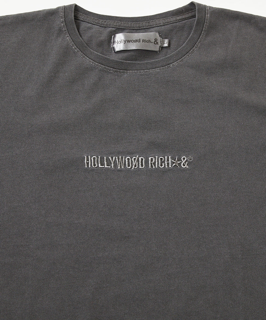【Hollywood Rich. &】(ハリウッドリッチ) 203341 ピグメント染めロゴ刺繍半袖Tシャツ