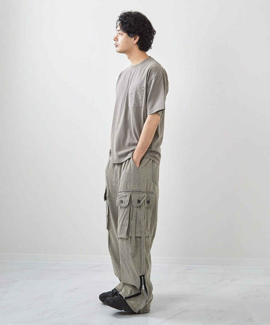 【GRAND YELLS】(グランドエール) 203339 フェード加工スタッズ半袖Tシャツ