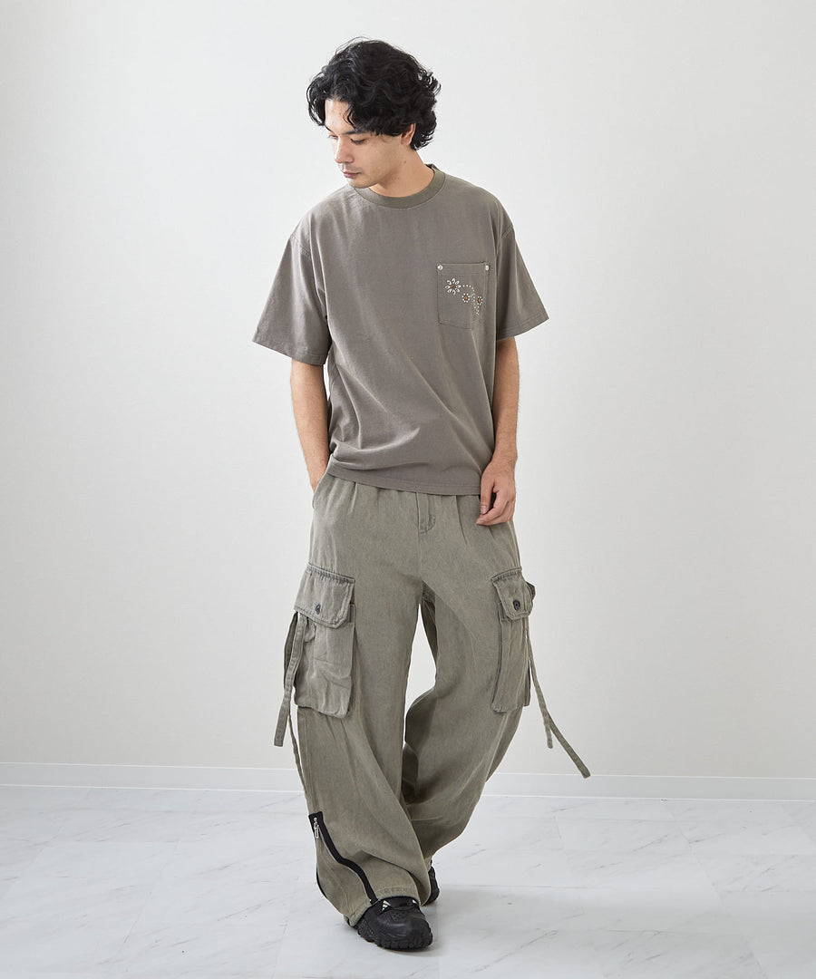 【GRAND YELLS】(グランドエール) 203339 フェード加工スタッズ半袖Tシャツ