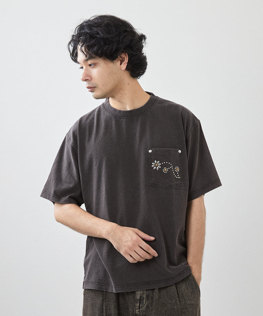【GRAND YELLS】(グランドエール) 203339 フェード加工スタッズ半袖Tシャツ