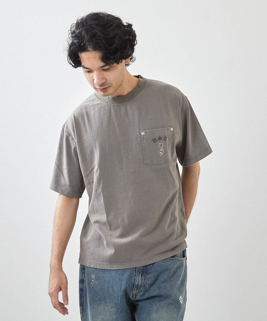 【GRAND YELLS】(グランドエール) 203344 フェード加工スタッズ付き半袖Tシャツ