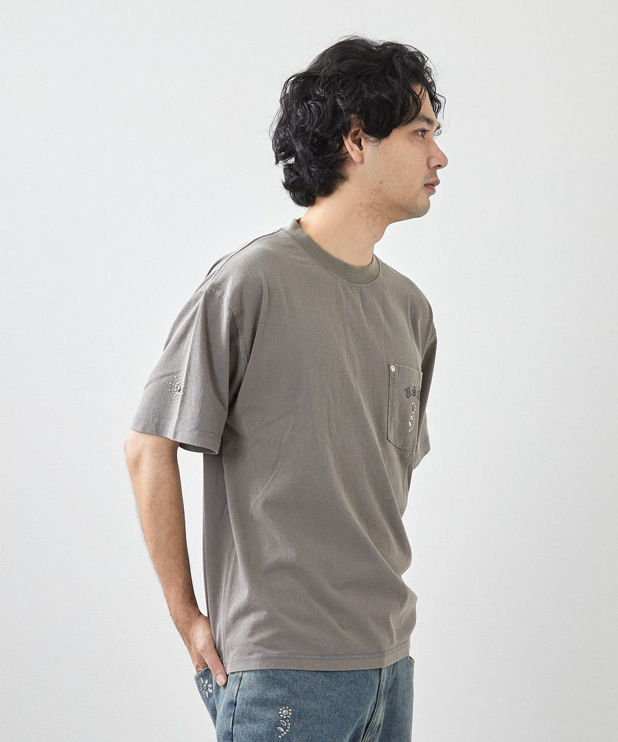 【GRAND YELLS】(グランドエール) 203344 フェード加工スタッズ付き半袖Tシャツ