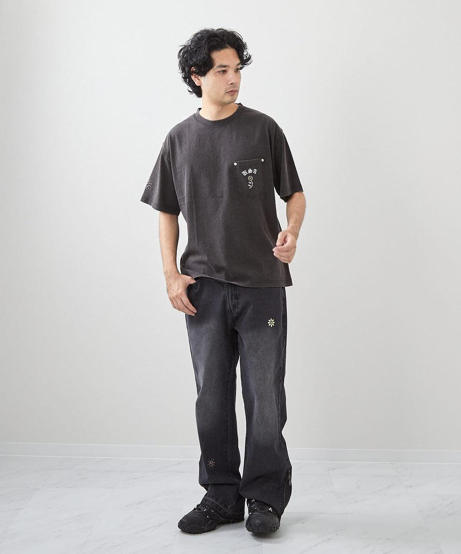 【GRAND YELLS】(グランドエール) 203344 フェード加工スタッズ付き半袖Tシャツ