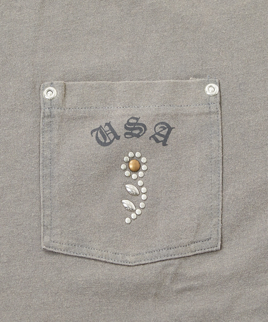 【GRAND YELLS】(グランドエール) 203344 フェード加工スタッズ付き半袖Tシャツ