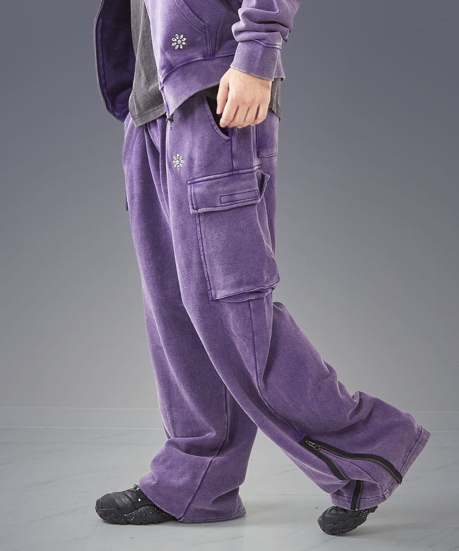Silent Fade Sweat Pants — Studded Wide Parachute / GRAND YELLS / 304326