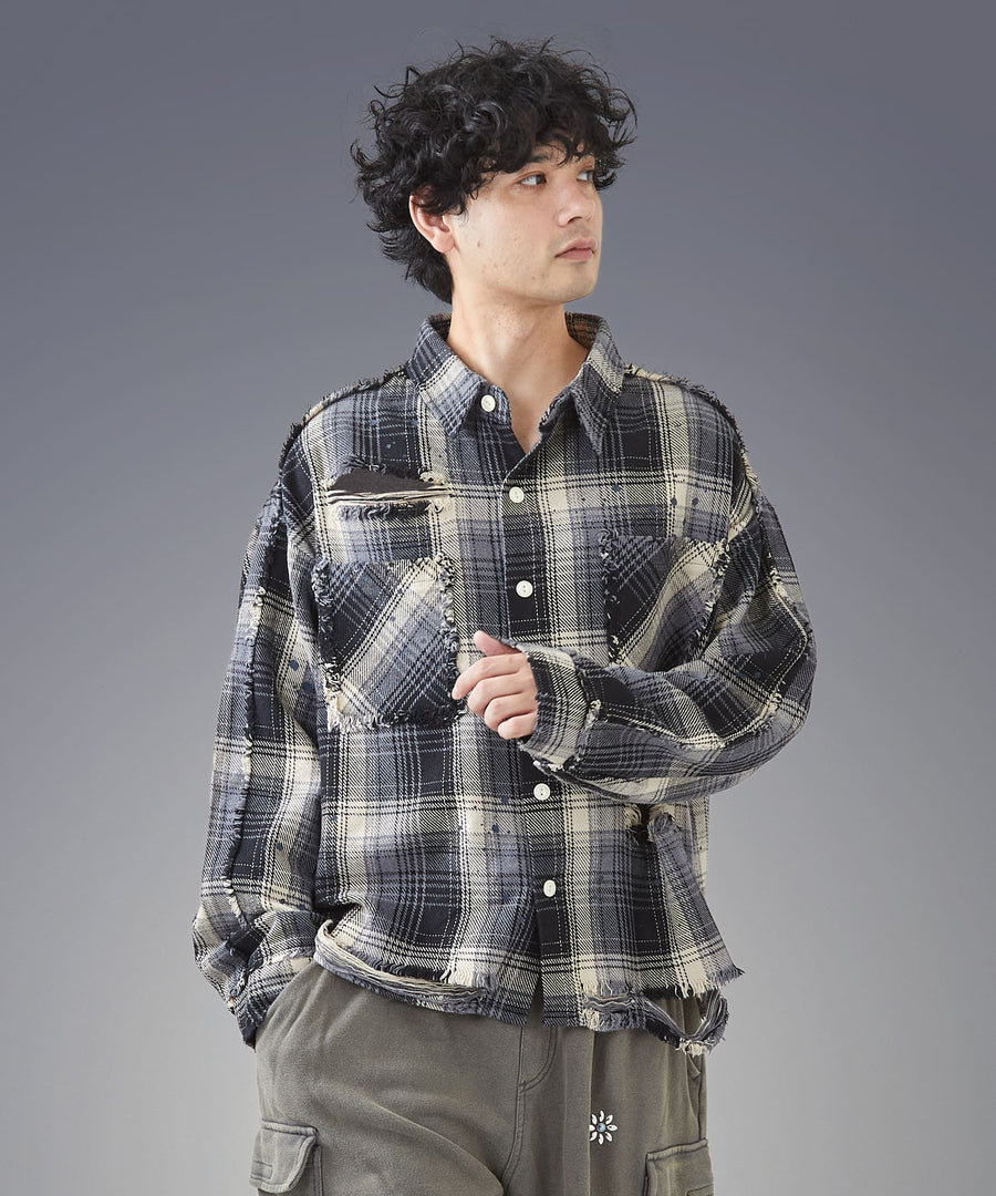 Faded Grunge Shirt — Broken Texture / GRAND YELLS / 402203-B