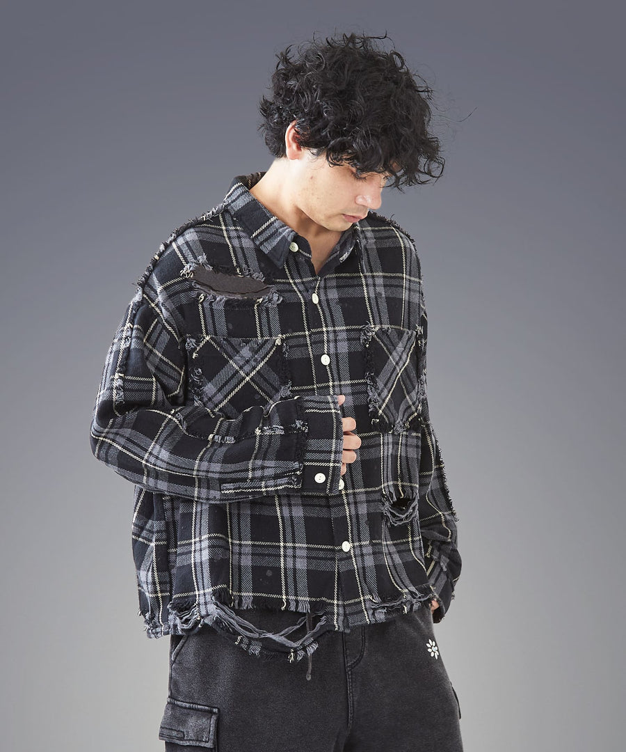 Faded Grunge Shirt — Broken Texture / GRAND YELLS / 402203-B