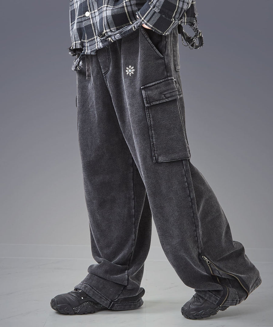 Silent Fade Sweat Pants — Studded Wide Parachute / GRAND YELLS / 304326