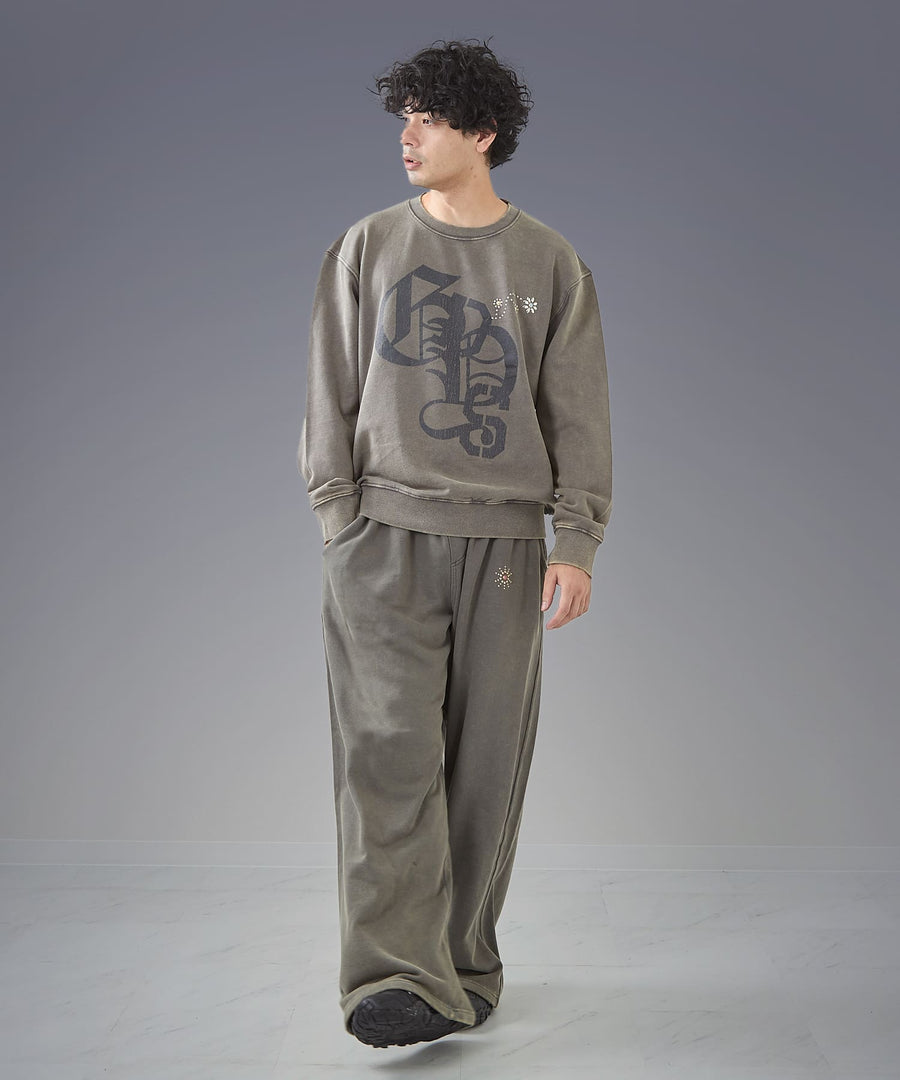 Silent Fade Sweat —  Studded & Monogram Crew / GRAND YELLS / 304321