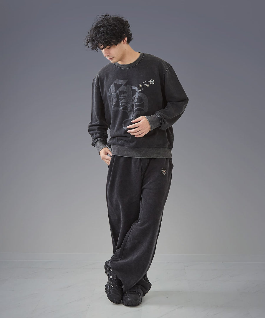 Silent Fade Sweat —  Studded & Monogram Crew / GRAND YELLS / 304321