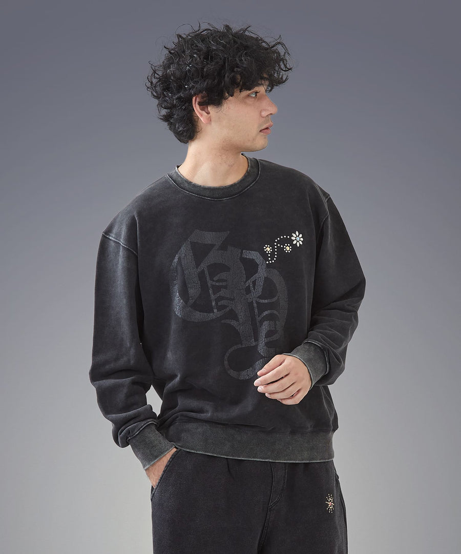 Silent Fade Sweat —  Studded & Monogram Crew / GRAND YELLS / 304321