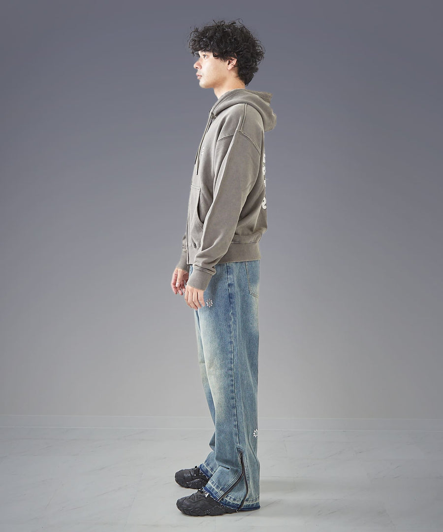 Silent Fade Sweat — Studded & Applique Hoodie / GRAND YELLS / 304324