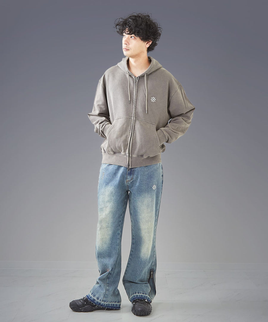 Silent Fade Sweat — Studded & Applique Hoodie / GRAND YELLS / 304324